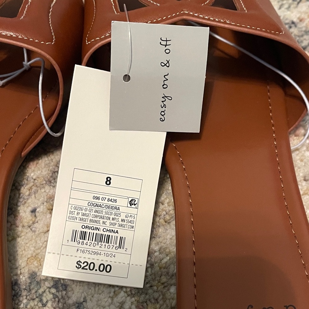 a new day Tan Brown Slide Sandals with Cutout Strap - Women's - Picture 4 of 5